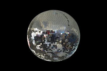 Mirror ball, isolated on black background,with clipping part