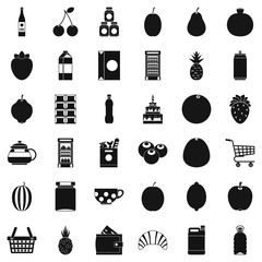 Different drinks icons set, simple style