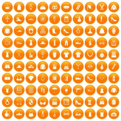 100 womens accessories icons set orange