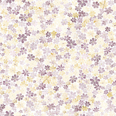 Seamless pattern with small brown and yellow flowers. Watercolor painting.
