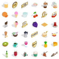 Beverage icons set, isometric style