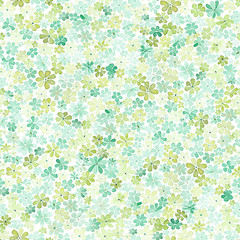 Seamless pattern with small green and yellow flowers. Watercolor painting.