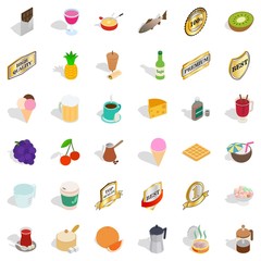 Different beverage icons set, isometric style