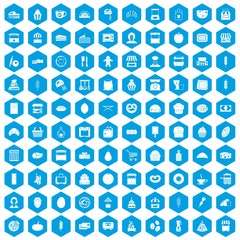 100 bakery icons set blue