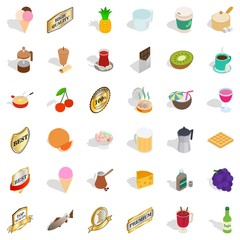 Best drink icons set, isometric style