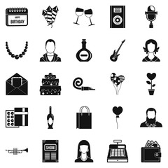 Discotheque icons set, simple style