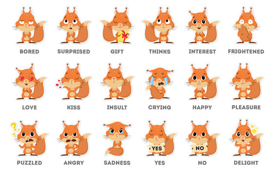 Squirrel emoji set.