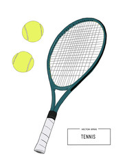 Vector illustration of drawing Tennis Set