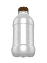 3D realistic render of template plastic bottle milk, Brown lid. Isolated on white background with shadow. Clipping path. Template for your design.