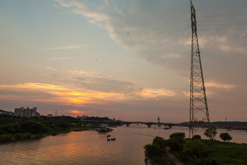 Fototapeta premium A river with a sunset