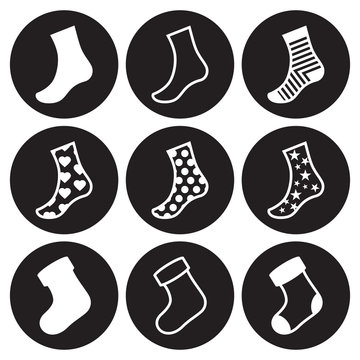 Socks and hristmas stocking icons set