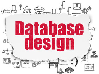 Fototapeta premium Software concept: Database Design on Torn Paper background