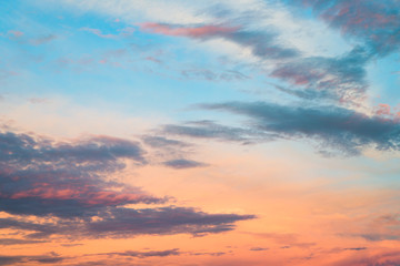 Naklejka na ściany i meble Sunset sky clouds beautiful colorful background