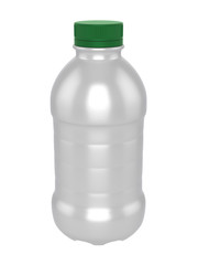 3D realistic render of template plastic bottle milk, Green lid. Isolated on white background with shadow. Clipping path. Template for your design.