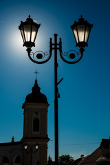 Two street lamps