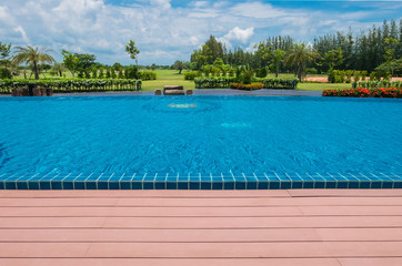 Fototapeta na wymiar Beautiful blue swimming pool for background.