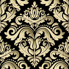 Seamless oriental golden ornament. Fine vector traditional oriental pattern with 3D elements, shadows and highlights