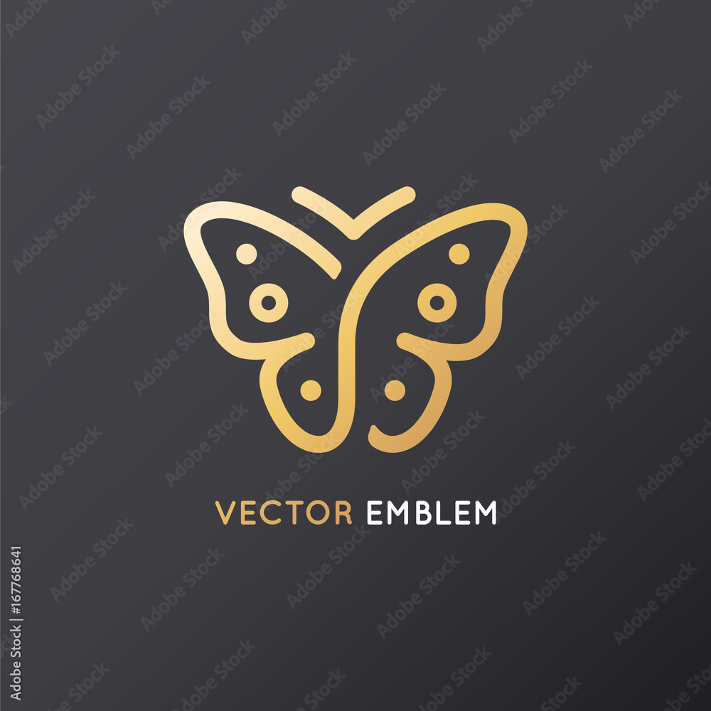 Poster vector abstract logo design template and emblem - butterfly