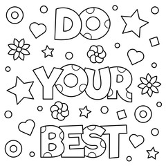 Do your best. Coloring page. Vector illustration.