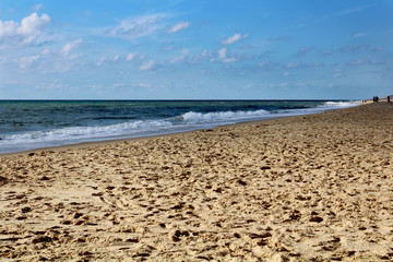 a blue ocean on the beach of france