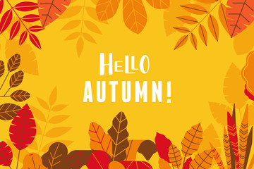 Vector illustration in simple flat style with autumn leaves