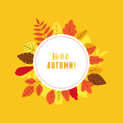 Vector illustration in simple flat style with autumn leaves