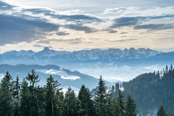 Aussicht auf die Berner Alpen vom Aebersold, Linden, Schweiz - 167769279
