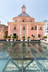 Plaza de la Almoina, Basilica,ancient Roman Valentia with its ruins with Almoina Museum