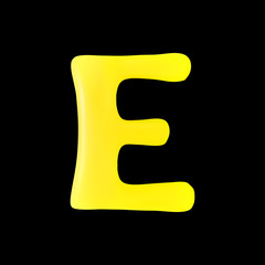 Realistic letter E isolated on black background. 3d. Stock - Vector illustration