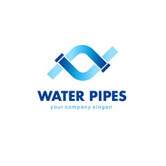 Vector logo design for plumbing company.  Water pipes sign