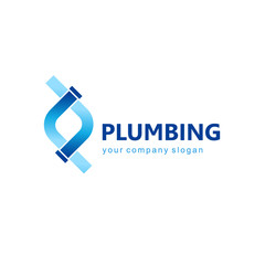 Vector logo design for plumbing company.  Water pipes sign