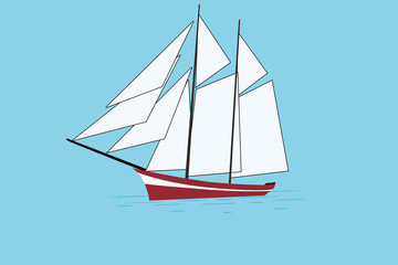 Cruise ship isolated on blue background. Vector flat style illustration