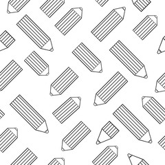 Seamless pattern with cute cartoon pencils. Vector  illustration.