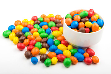 Colored sweets in chocolate