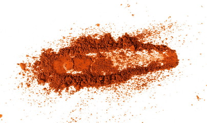 Orange eye shadow, powder isolated on white background
