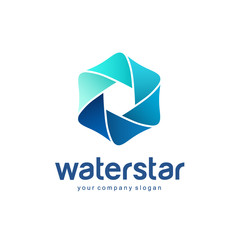 Vector logo template. Sign for cleaning pipes and sewage systems, water filters. Clean water. Water star  