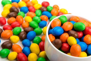 Colored sweets in chocolate