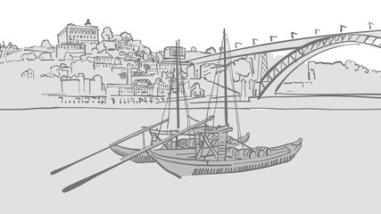 Portugal Skyline Vector Sketch