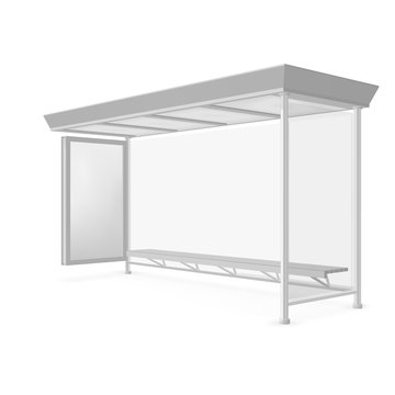 Public transport bus stop shelter billboard for advertisers and your design. Vector object. Isolated on white background.