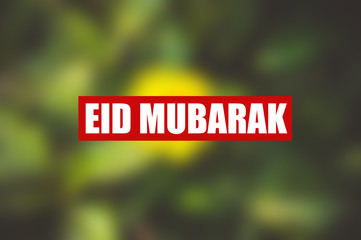 Eid Mubarak Card with blurring nature Background