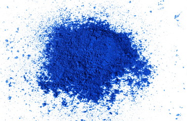 Dark blue eye shadow, powder isolated on white background
