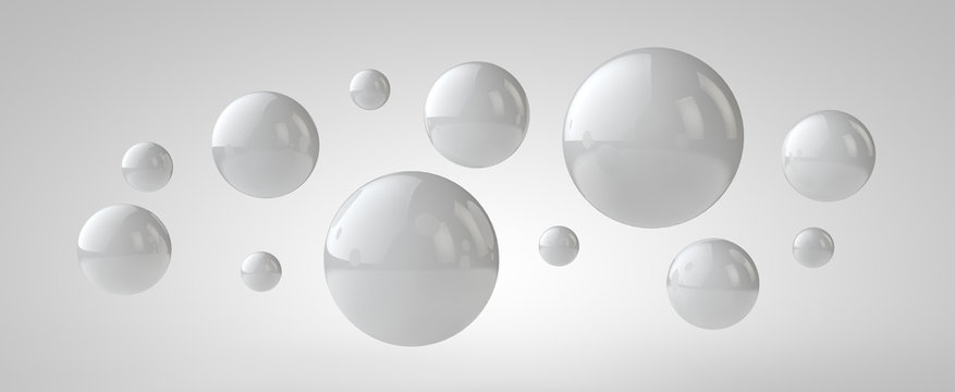 White 3d balls background, 3d illustration