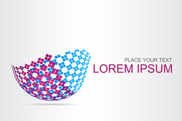 Logo stylized spherical surface with abstract shapes