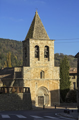 Romanesque church of Sant Esteve de Llenars, Ripolles, Girona province, Catalonia, Spain
