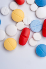 Obraz na płótnie Canvas Macro shot of colorful medicaments, top view.
