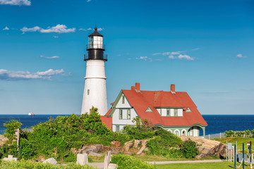 The beautiful Portland Head Lighthouse in Cape Elizabeth, Maine, USA. 