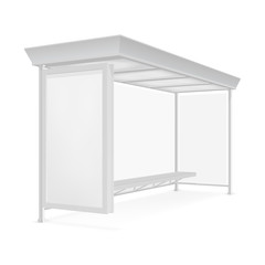 Public transport bus stop shelter billboard for advertisers and your design. Vector object. Isolated on white background.