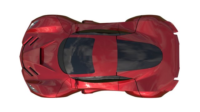 Fototapeta Conceptual red racing cars. 3d illustration.