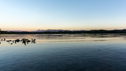 Beautiful bavarian (Germany) lake called "Waginger See" with mountain view. 