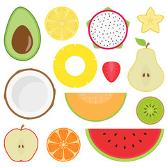 Fruit Slices In White Background